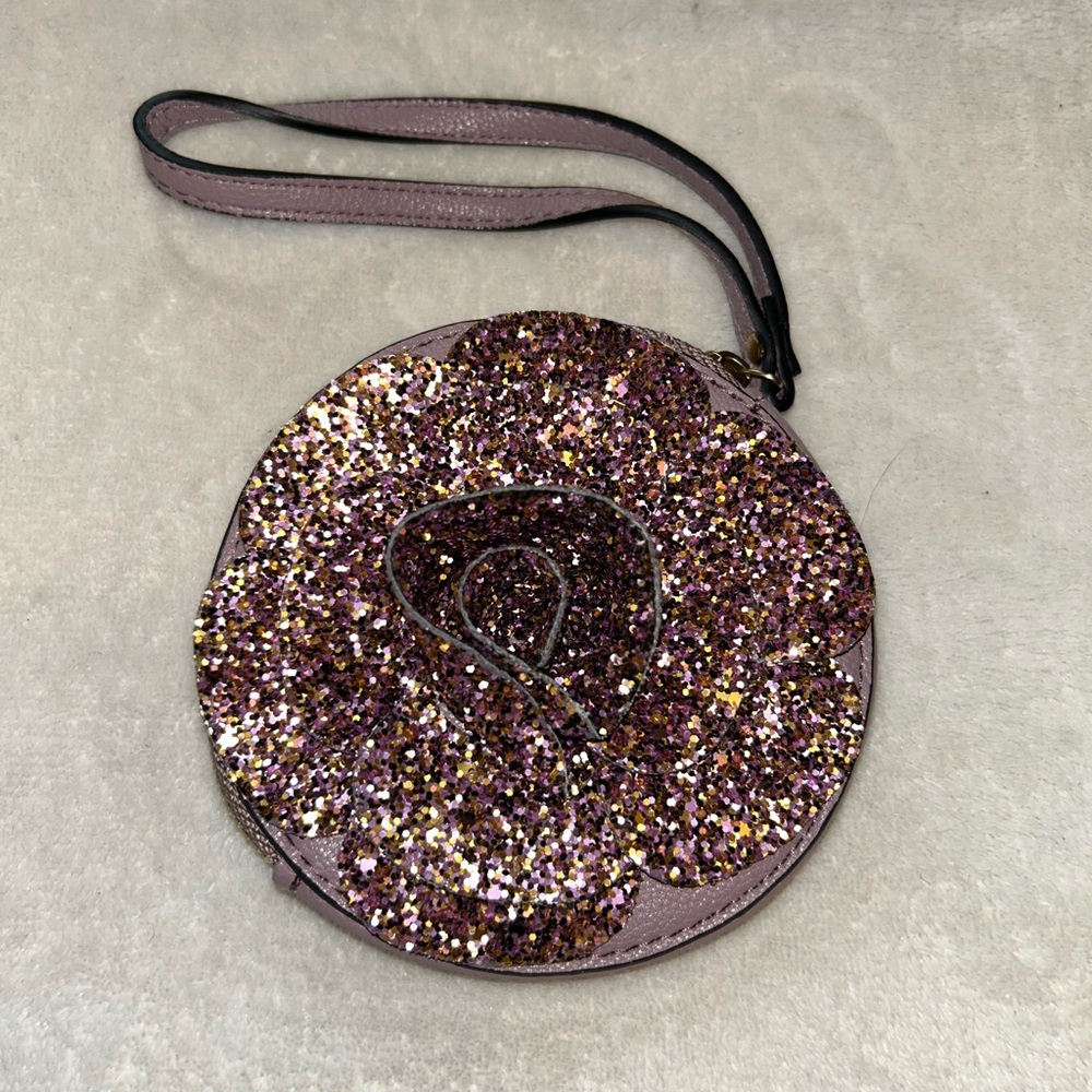 Purple and Gold Glitter Rose Wristlet
